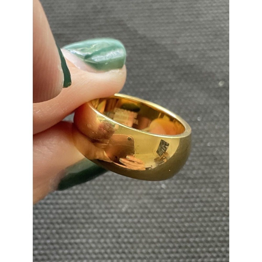 Enforce Stainless Steel Ring Size 6 Gold Tone Vintage Estate Jewelry - Picture 6 of 7